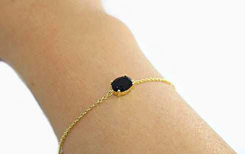 Divya दिव्या | Onyx | Armband | 18K Vermeil Vergoldung